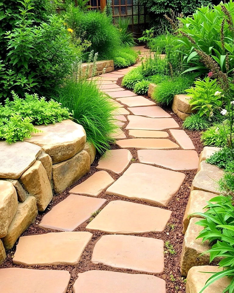 natural look sandstone pathway - 30 Stepping Stone Walkway Ideas