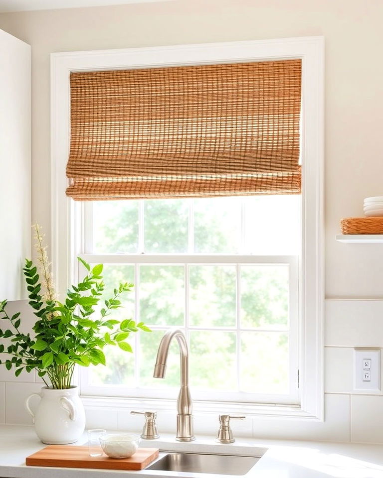 natural look woven wood shades for kitchen - 15 Kitchen Blinds Ideas