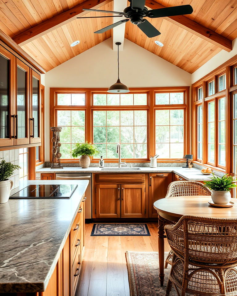 natural materials for sunroom kitchen - 15 Sunroom Kitchen Ideas