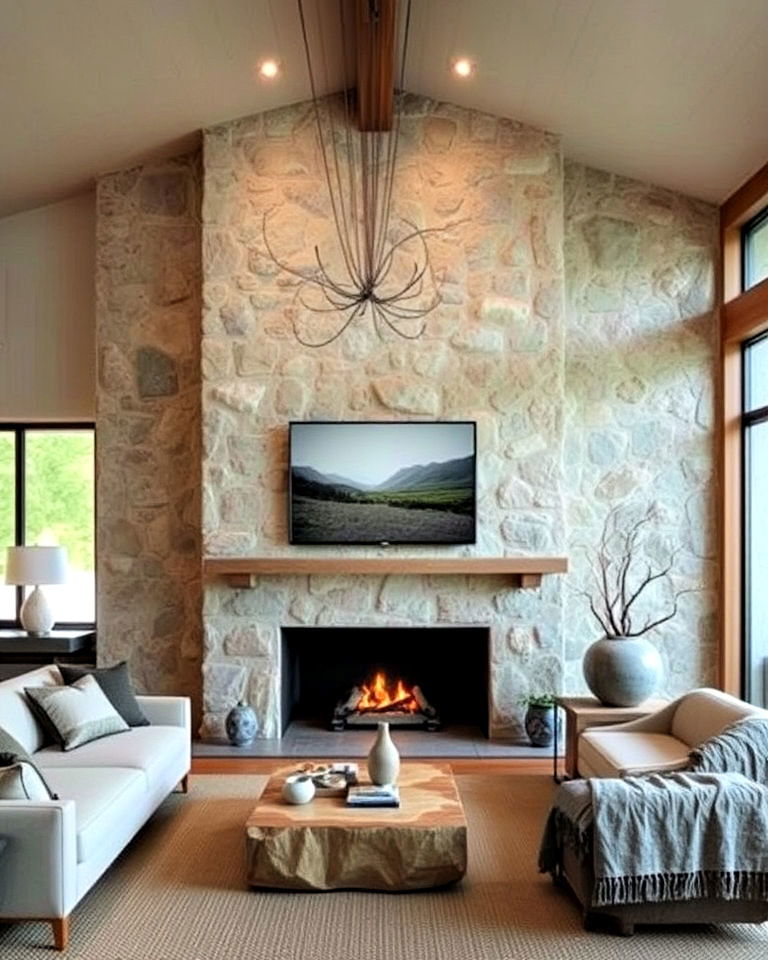 natural stone accents for japanese interior - 25 Japanese Style Living Room Ideas