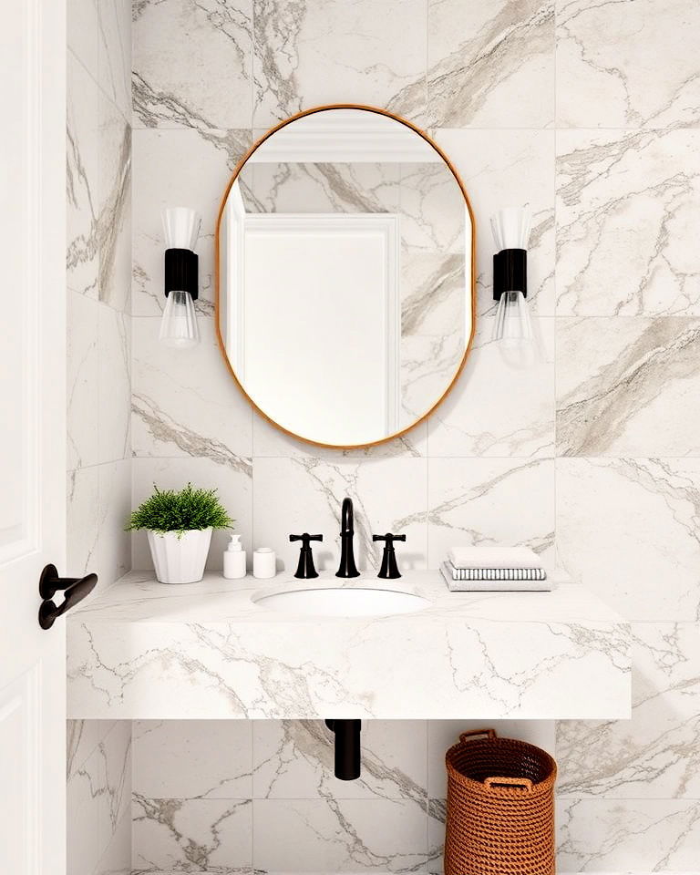 natural stone accents for luxury powder room - 20 Luxury Powder Room Ideas