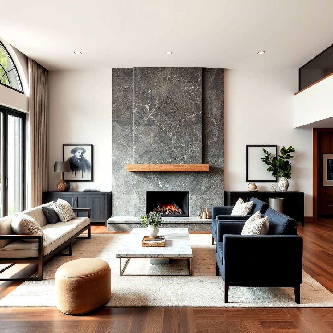natural stone accents for organic modern living room - 25 Organic Modern Living Room Design Ideas