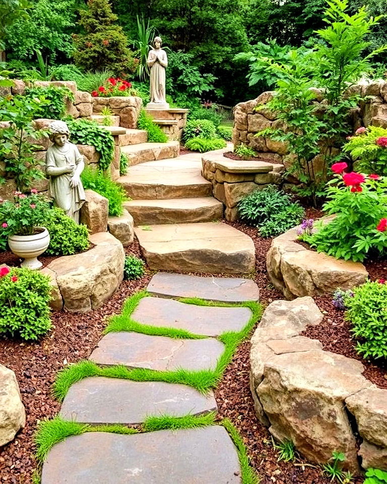 natural stone accents for secret garden - 35 Secret Garden Ideas