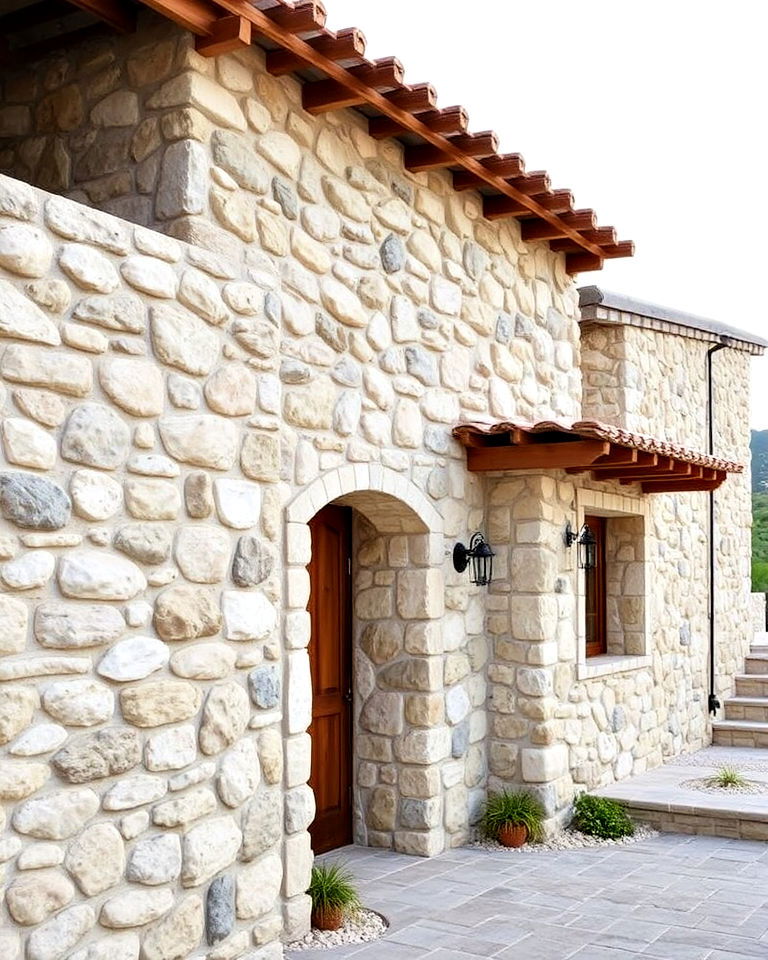 natural stone walls for greek style home - 20 Greek Style Home Ideas