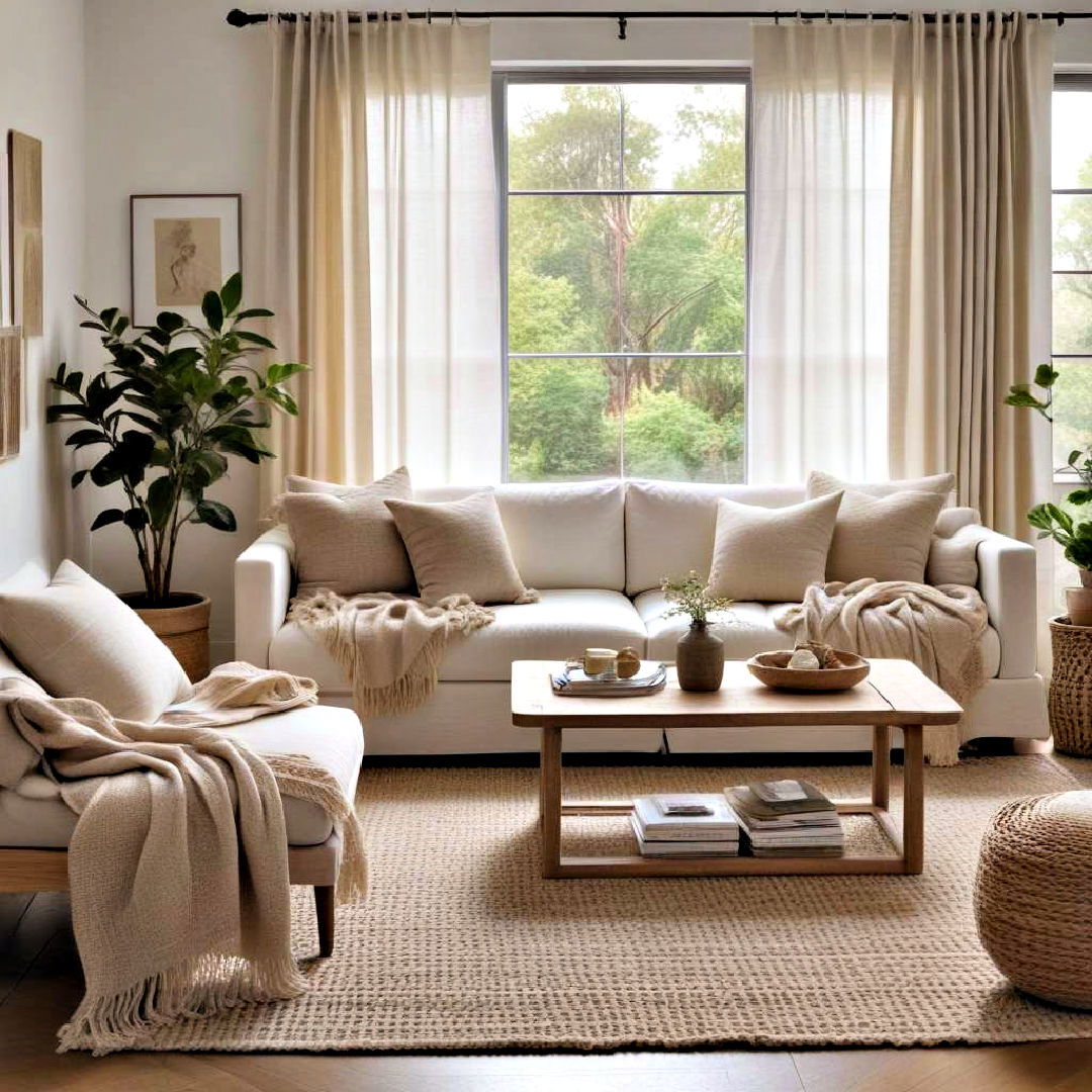 natural textiles for neutral living room - 40 Neutral Living Room Ideas