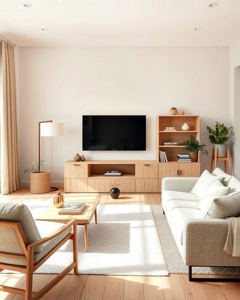 natural wood accents for living room - 20 Greige Living Room Ideas