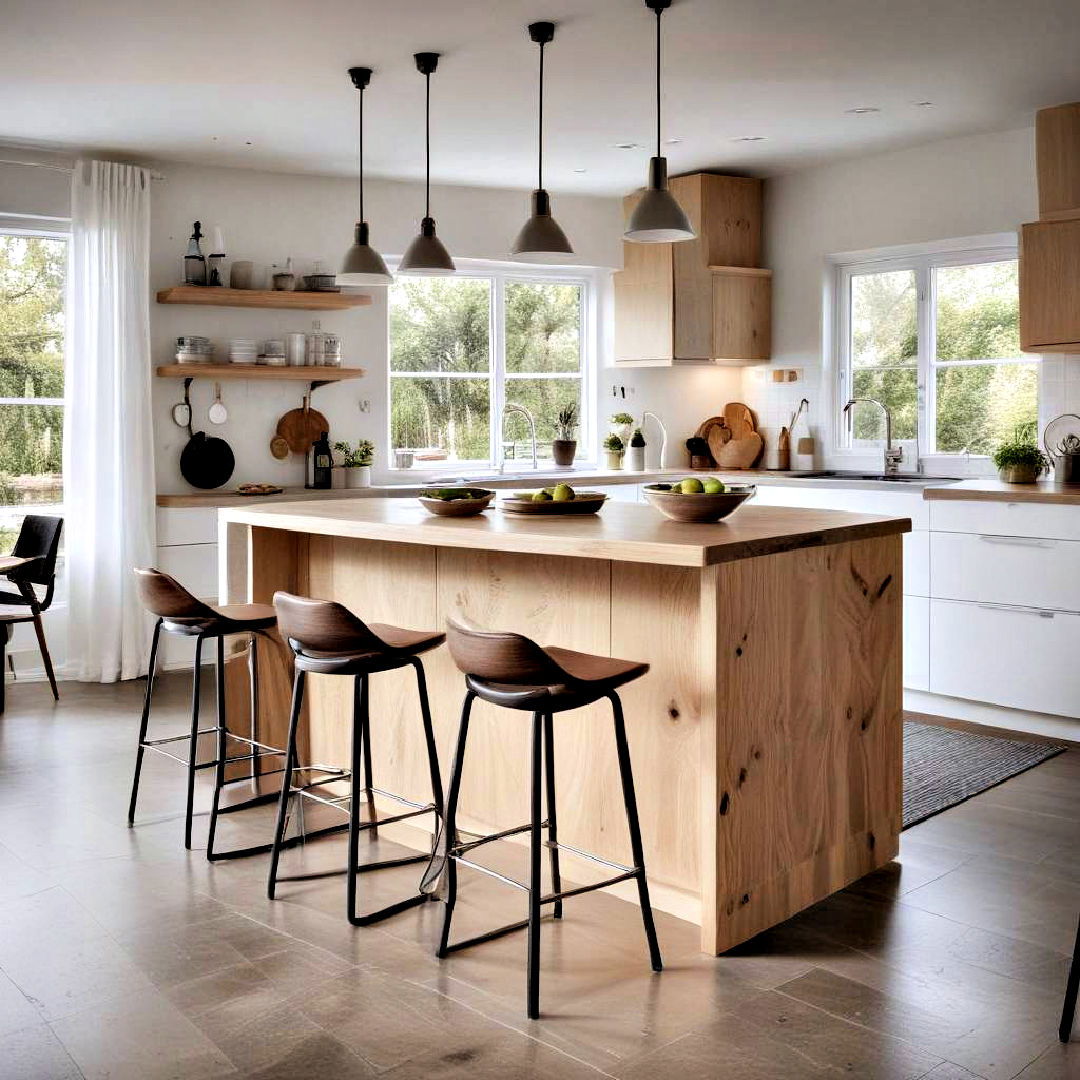natural wood tones for kitchen island - 40 Kitchen Island Ideas