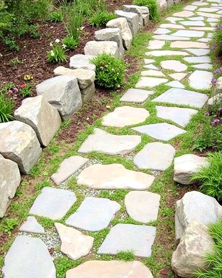 naturalistic irregular stone pathway - 30 Stepping Stone Walkway Ideas