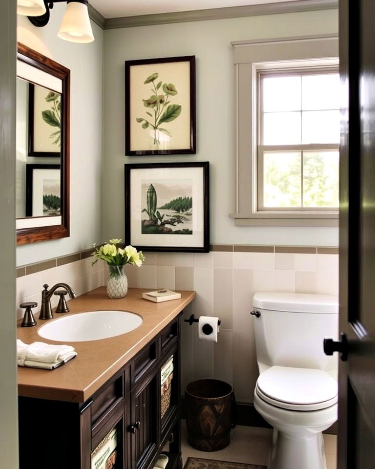 nature inspired artwork to add personalized touch - 30 Craftsman Bathroom Ideas
