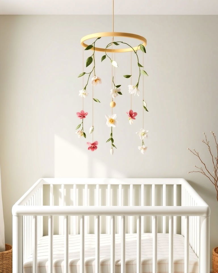 nature inspired floral mobile - 15 Floral Nursery Ideas