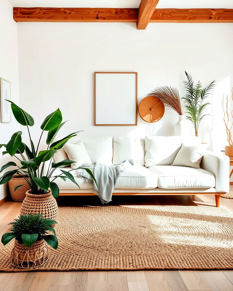 nature inspired white couch living room - 30 White Couch Living Room Ideas