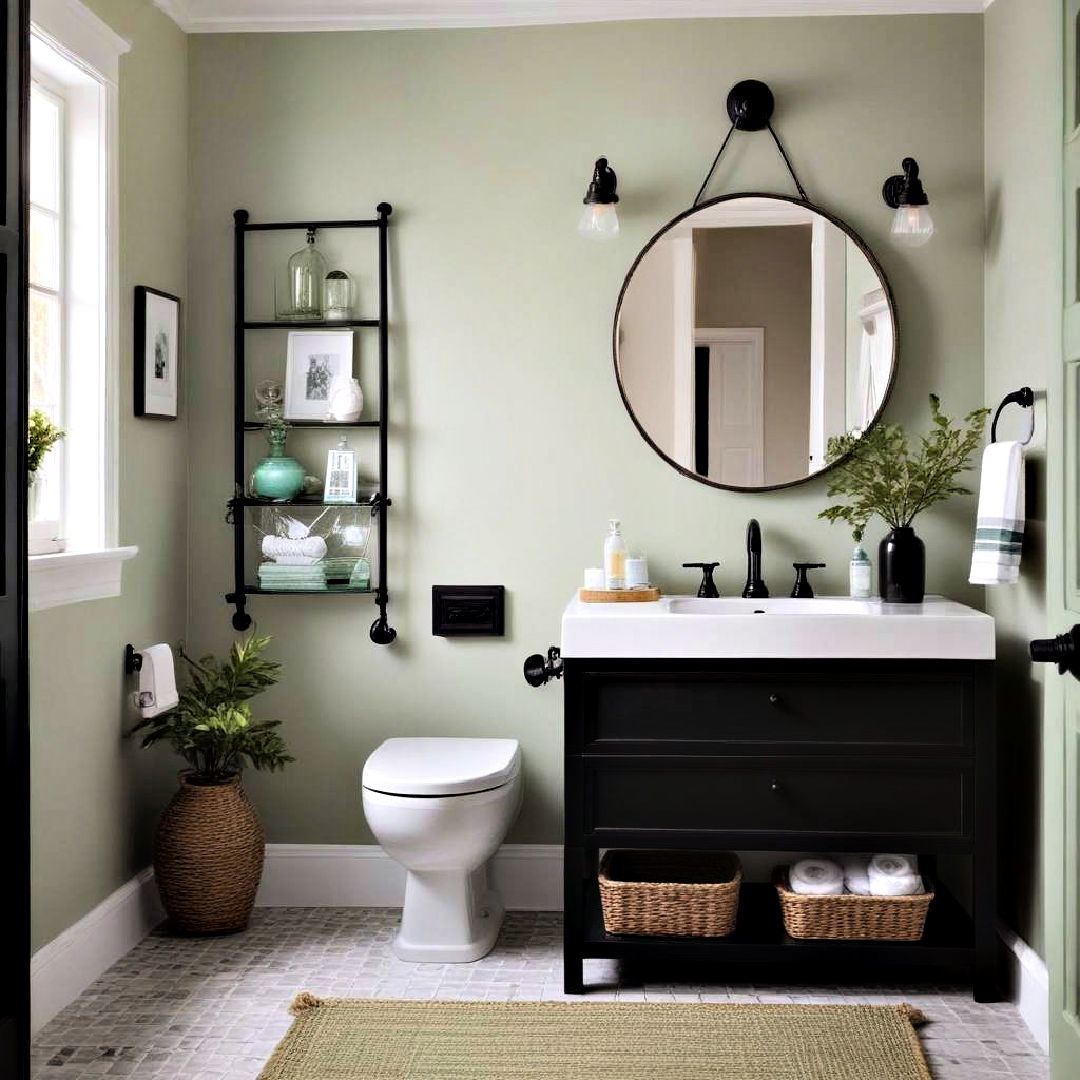 nautical inspired black and green bathroom - 15 Black and Green Bathroom Ideas