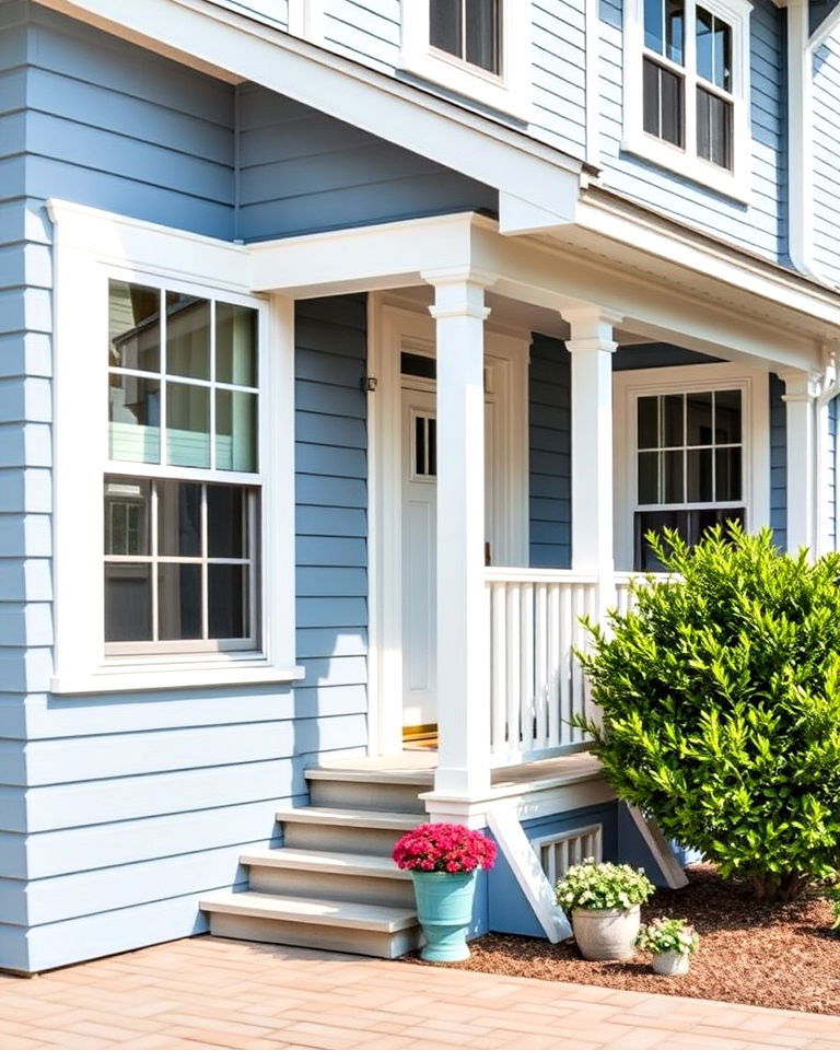 nautical inspired look with coastal blues and white siding - 20 Two-tone Siding Designs