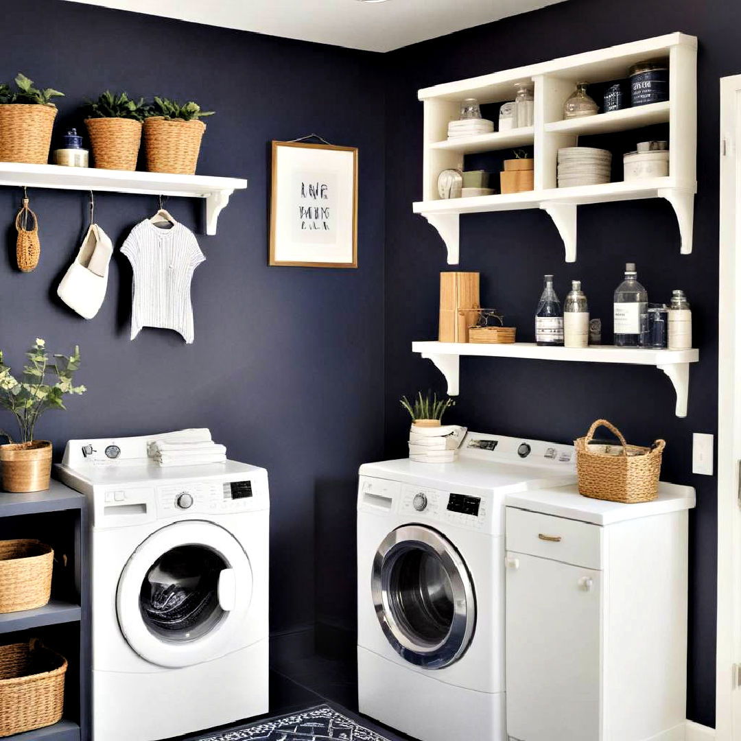 nautical navy for sophisticated vibe - 25 Laundry Room Paint Ideas