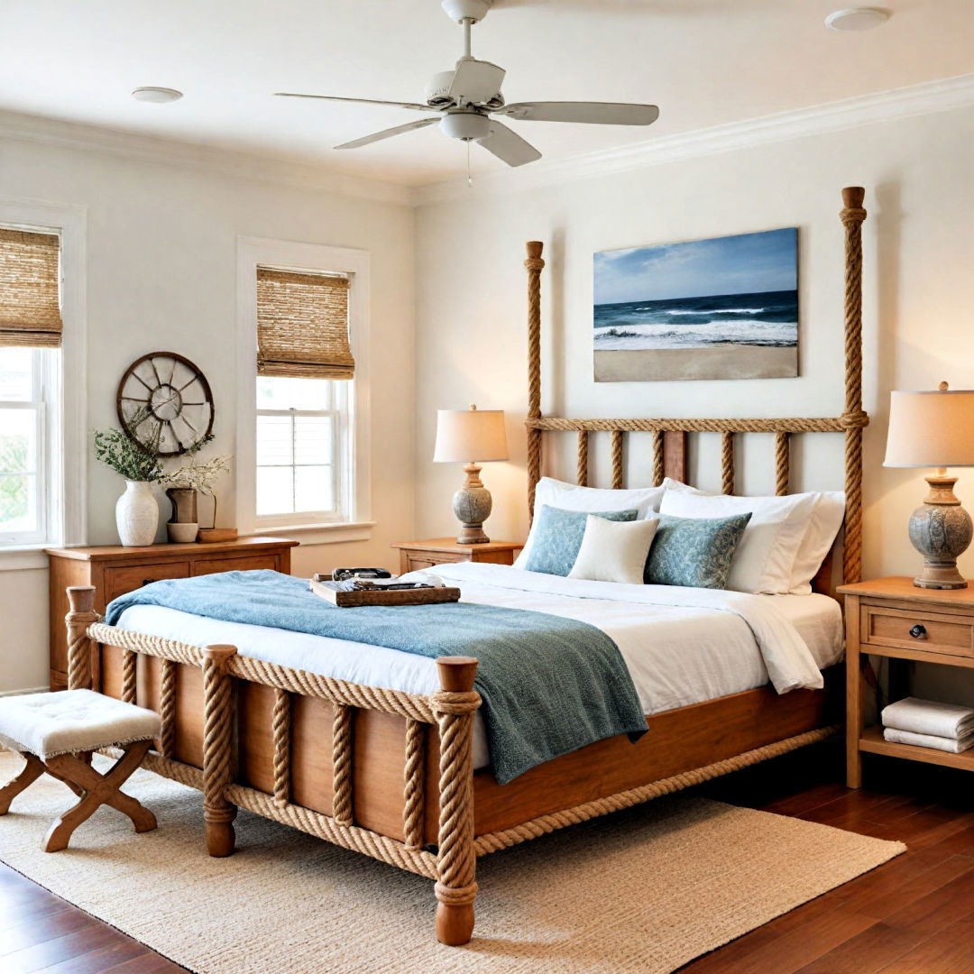 nautical rope bed frame ideas - 40 Ocean-themed Bedroom Ideas