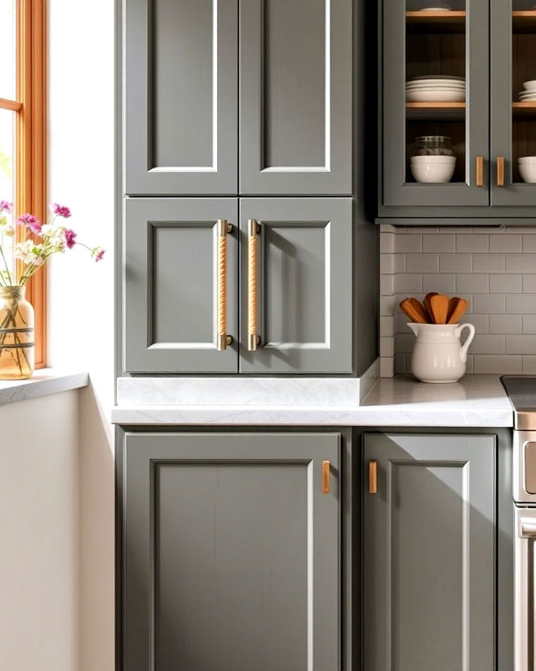 nautical vibe rope style handles - 40 Kitchen Cabinet Hardware Ideas