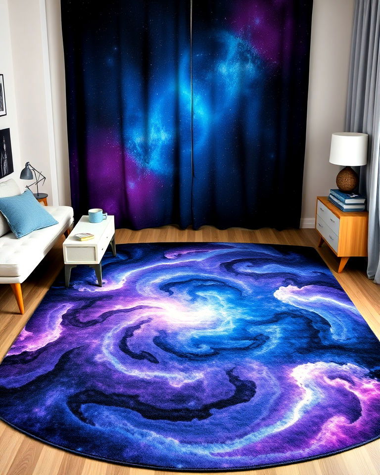 nebula inspired rug for galaxy themed decor - 20 Galaxy Space-themed Bedroom Ideas