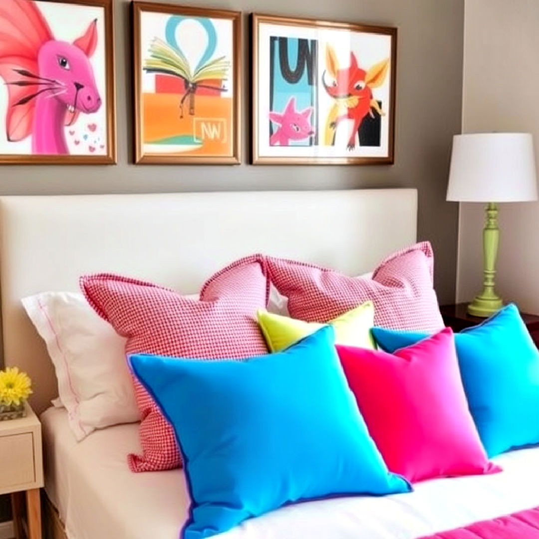 neon colored pillows - 30 Neon Bedroom Ideas