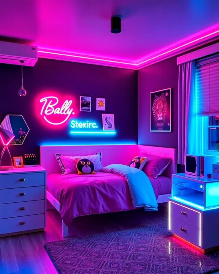 neon glow bedroom design - 40 Teenage Boy Bedroom Ideas