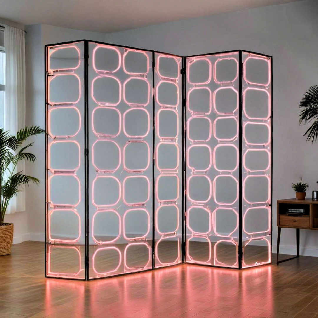 neon lit room divider - 30 Neon Bedroom Ideas