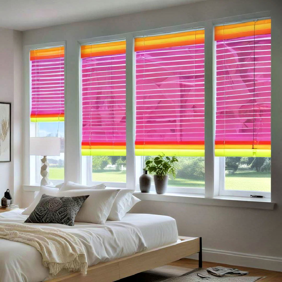 neon window shades design - 30 Neon Bedroom Ideas