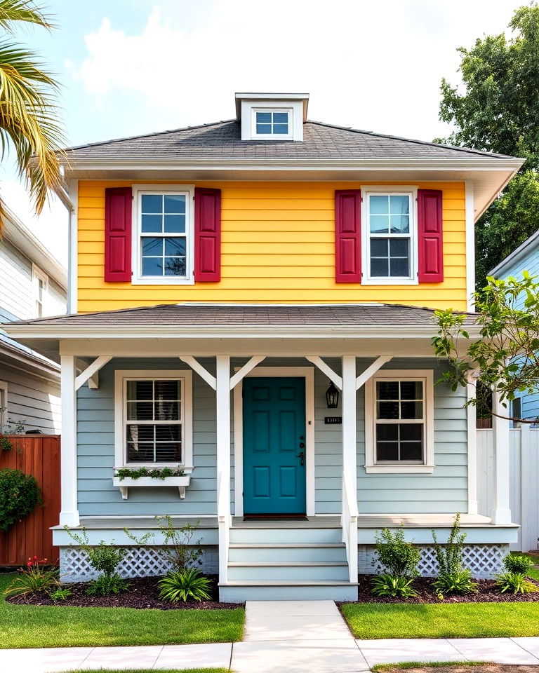 neutral base and bright upper levels - 20 Two-tone Siding Designs