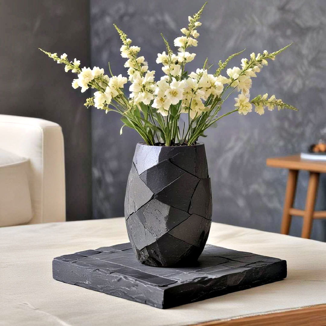 neutral living room with slate elements - 40 Neutral Living Room Ideas