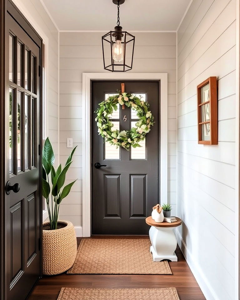 neutral toned shiplap for entryway - 25 Shiplap Wall Entryway Ideas
