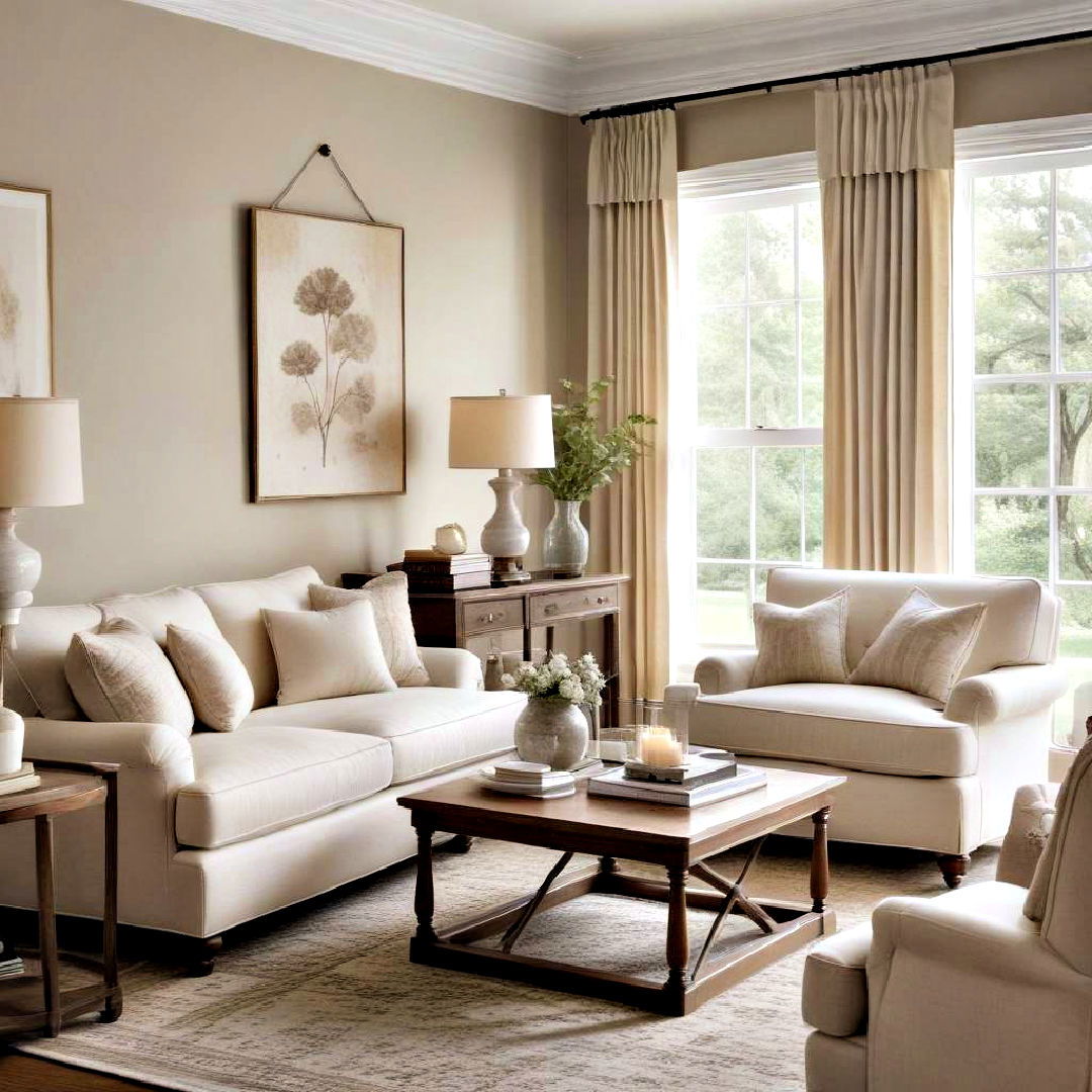 neutral upholstery on sofas - 40 Neutral Living Room Ideas
