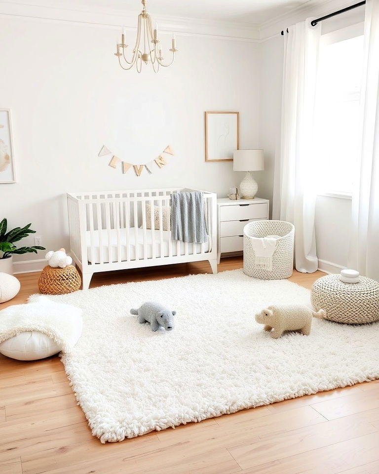 neutral white rug for nursery - 15 White Nursery Ideas