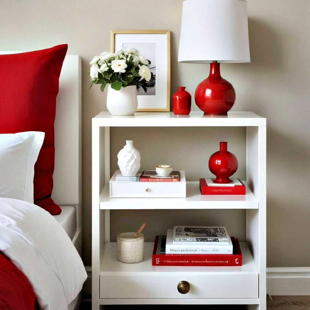 nightstand accessories for red bedroom - 20 Red Bedroom Ideas