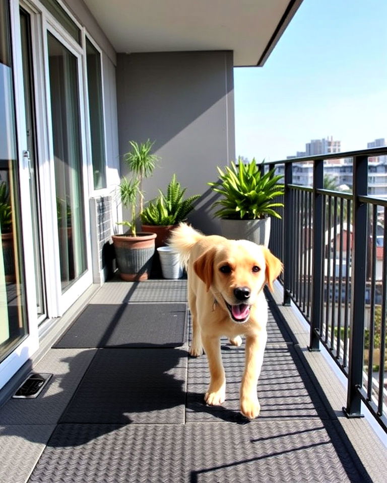 non slip balcony flooring for safety - 20 Dog Balcony Ideas