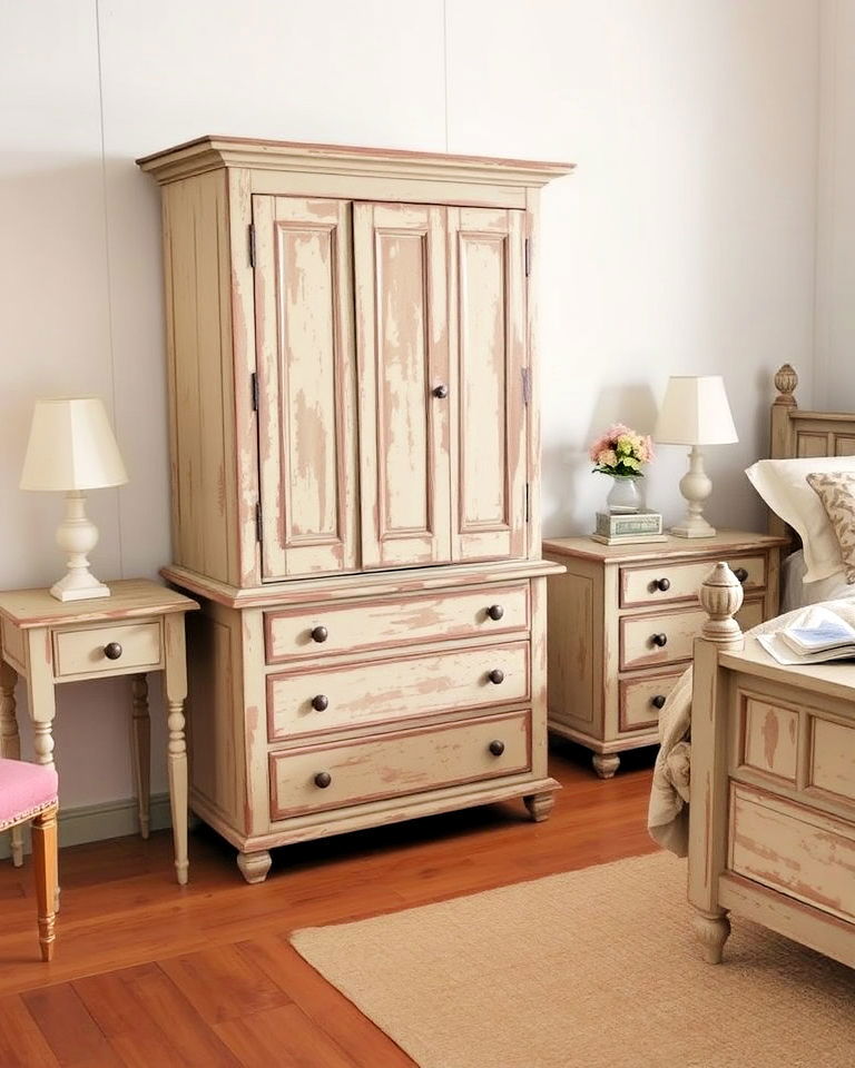 nostalgic distressed wooden furniture - 20 Shabby Chic Bedroom Ideas