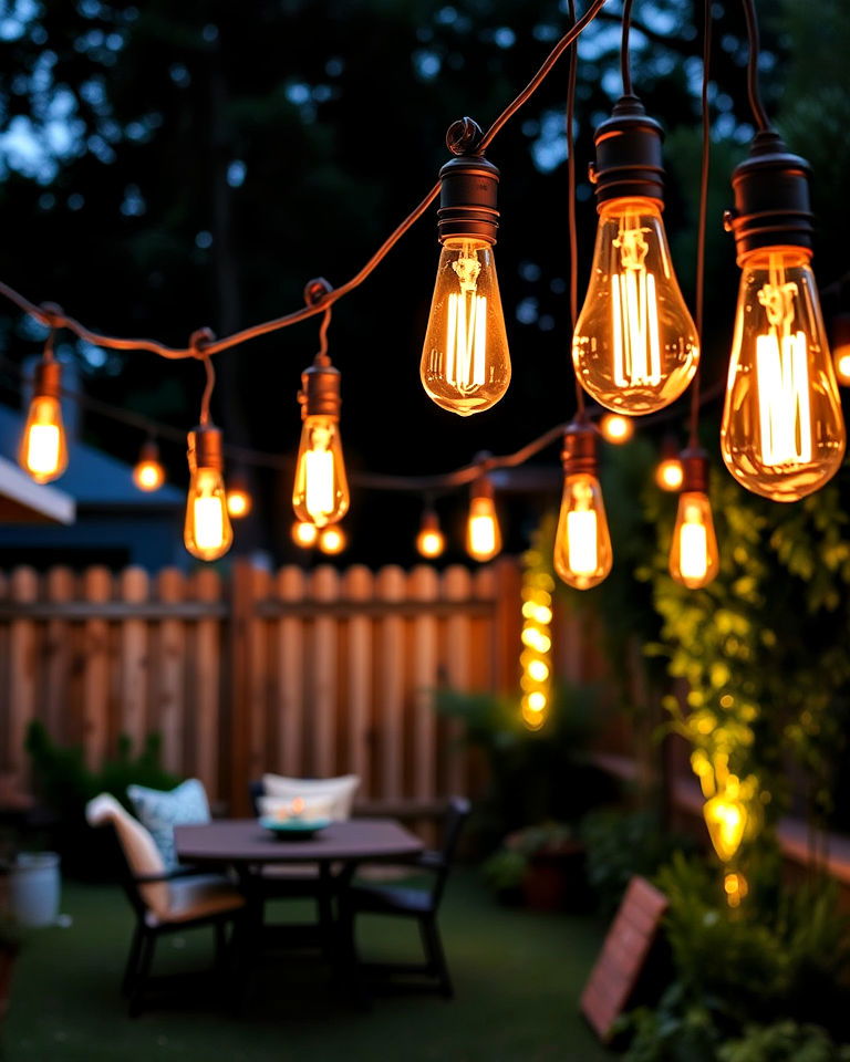 nostalgic vintage bulb lighting - 40 Backyard Lighting Ideas