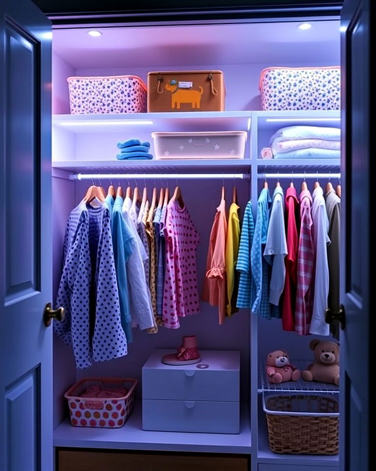 nursery closet with interior lighting - 25 Nursery Closet Ideas