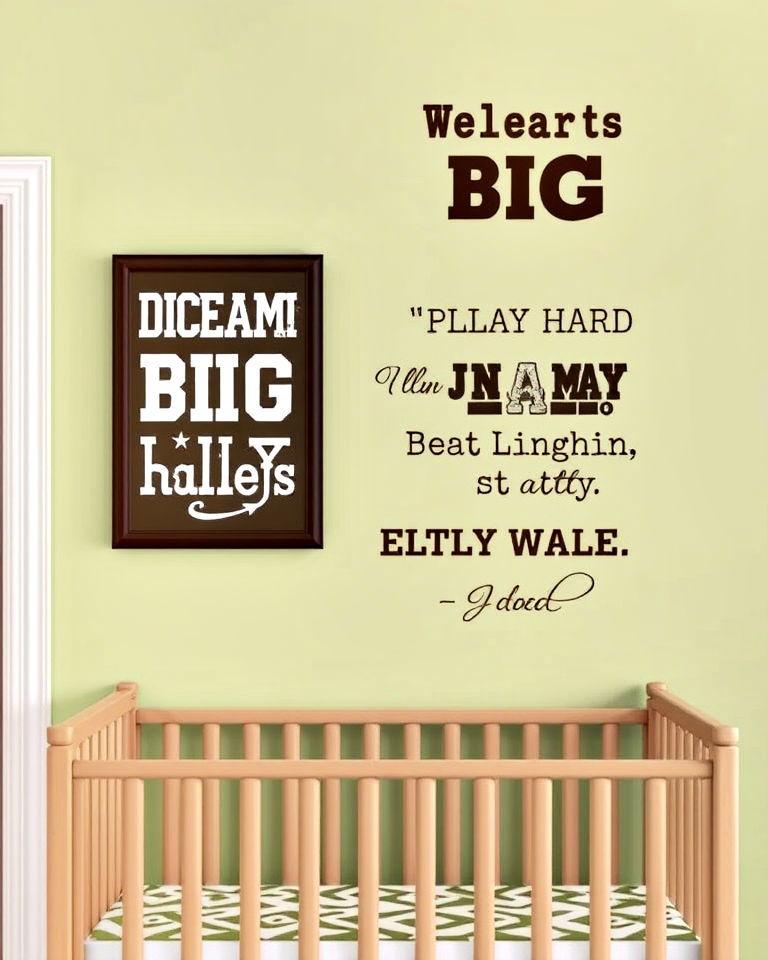 nursery with athlete inspired wall quotes - 20 Sports Nursery Ideas