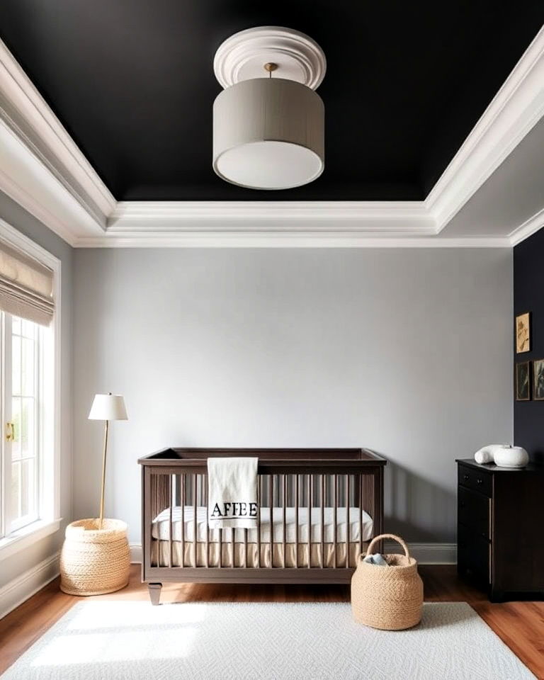 nursery with charcoal ceiling - 25 Black Nursery Ideas