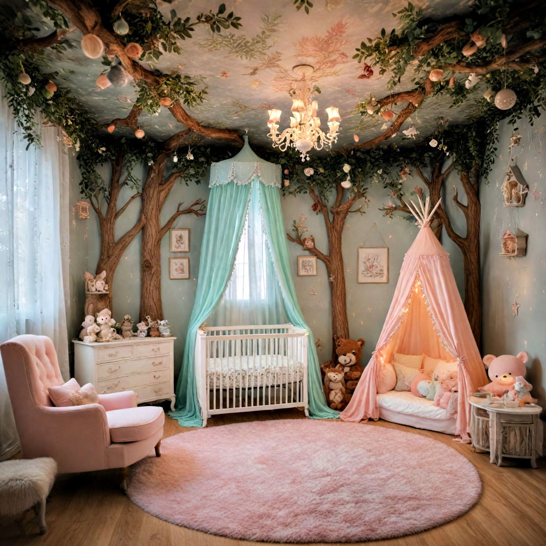 nursery with the fairytale forest design - 40 Nursery Ideas