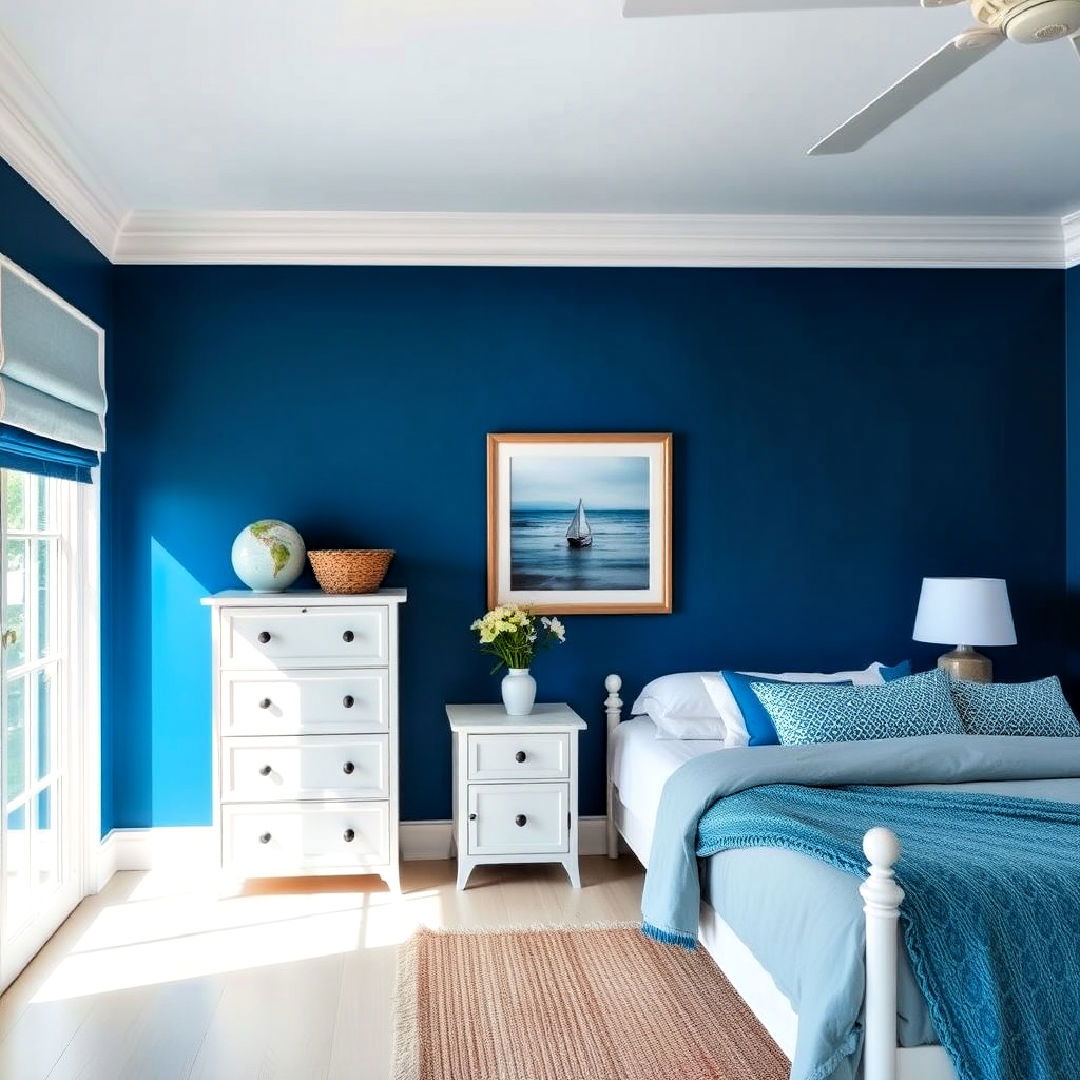ocean blue accent wall ideas - 40 Ocean-themed Bedroom Ideas