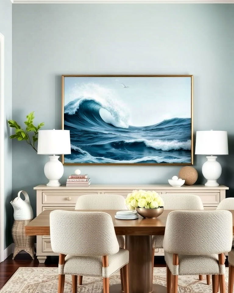 ocean inspired artwork for dining room - 20 Coastal Dining Room Ideas