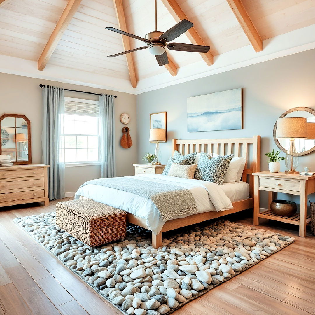 ocean themed bedroom with beach pebble accents - 40 Ocean-themed Bedroom Ideas