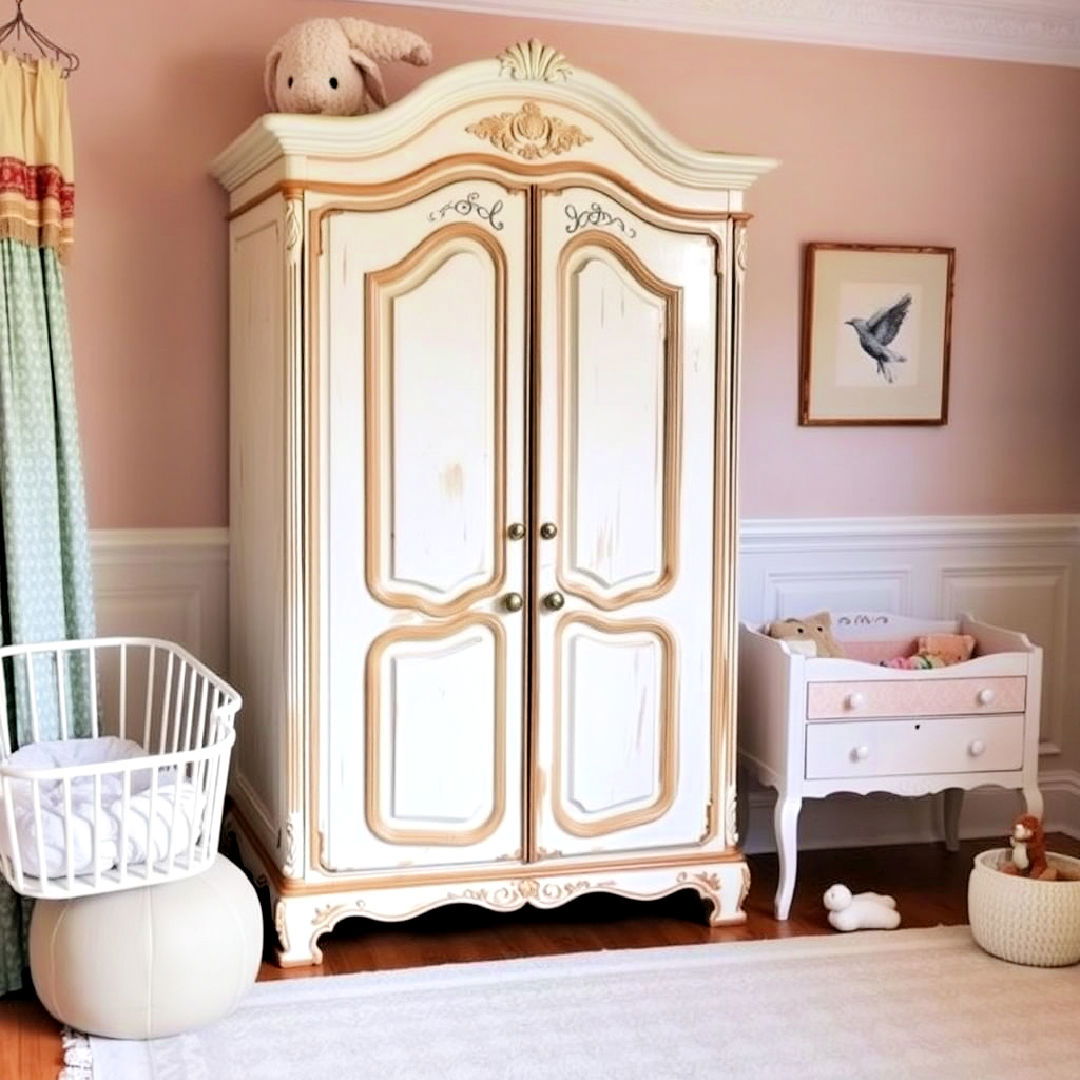 old fashioned wardrobe for vintage nursery - 25 Vintage Nursery Ideas