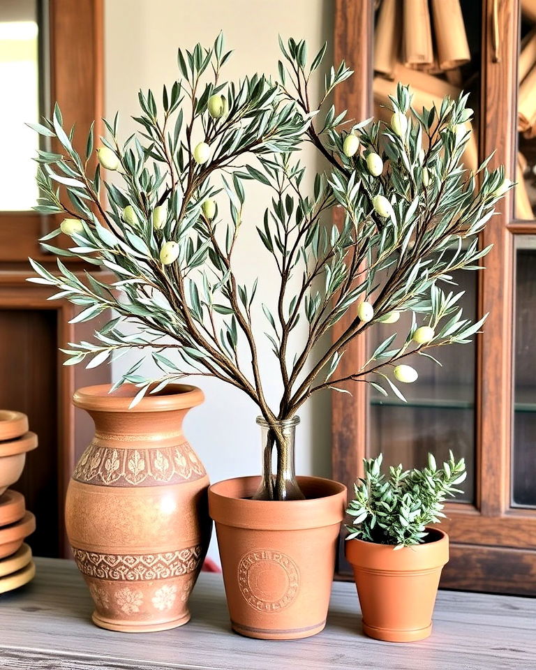 olive branch decor to add organic touch - 20 Rustic Italian Decor Ideas
