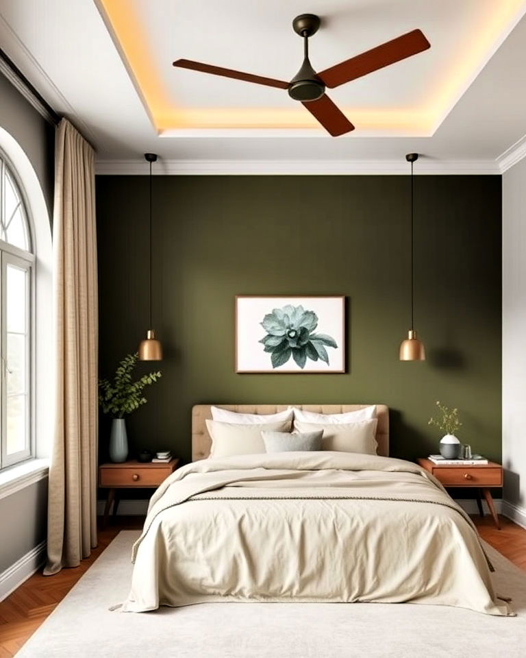 olive green accent wall for bedroom - 25 Olive Green Bedroom Ideas