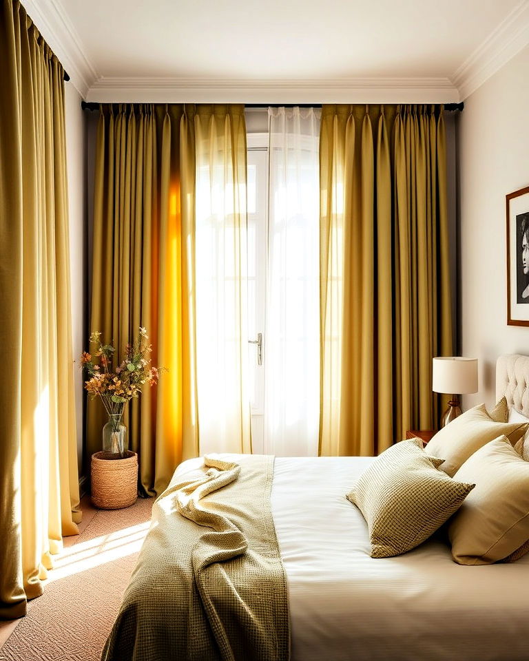olive green curtains for bedroom - 25 Olive Green Bedroom Ideas