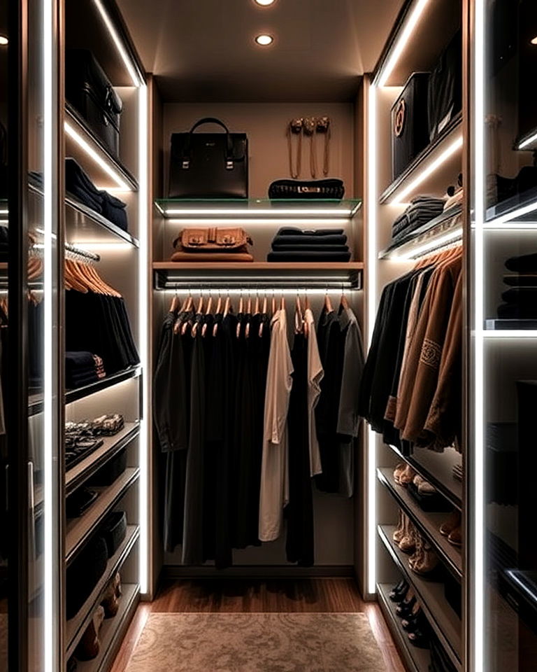 open closet with built in lighting - 30 Open Closet Ideas
