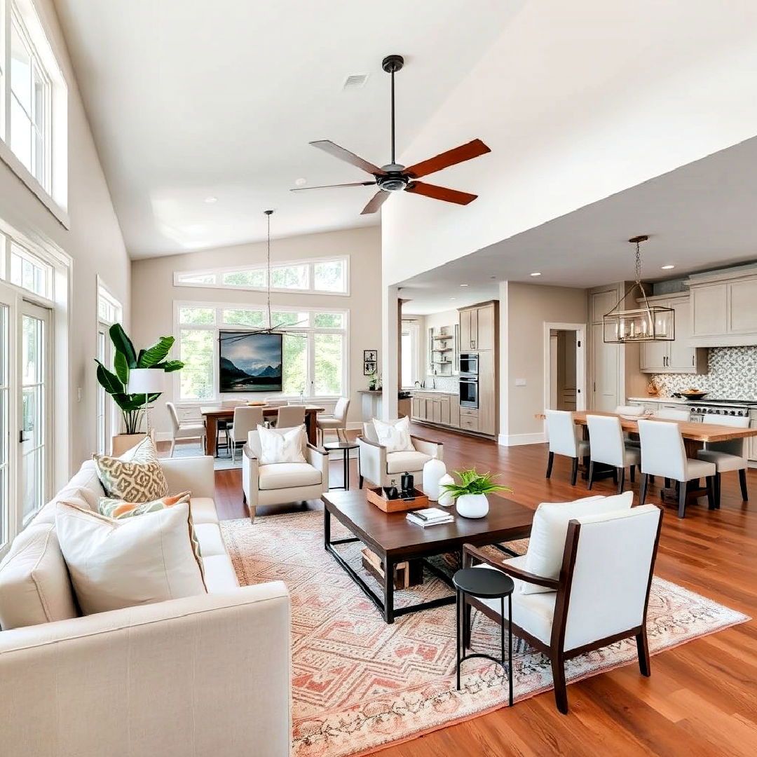 open concept layout for transitional living room - 40 Transitional Living Room Ideas