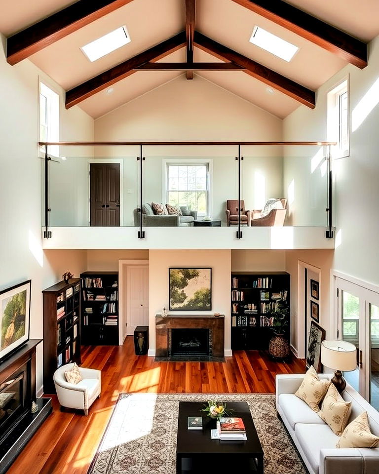 open loft for vaulted ceiling living room - 20 Open Concept Vaulted Ceiling Living Room Ideas