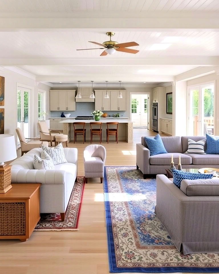 open plan living design - 25 Hamptons Style House Interior Ideas