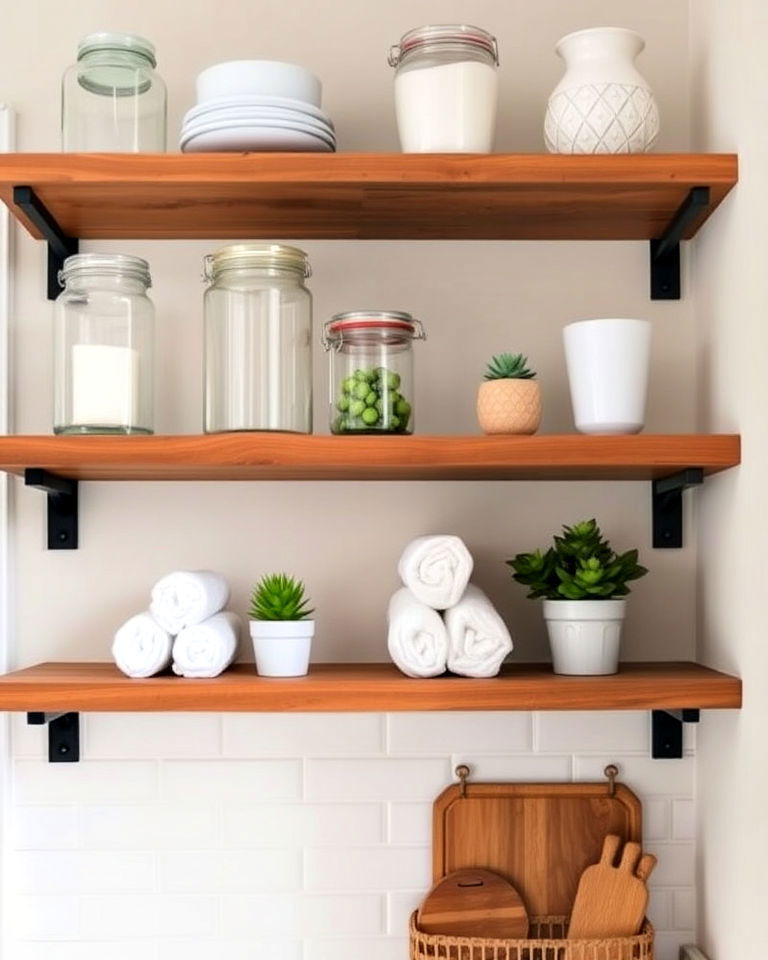 open shelving for aesthetic bathroom - 20 Aesthetic Bathroom Ideas